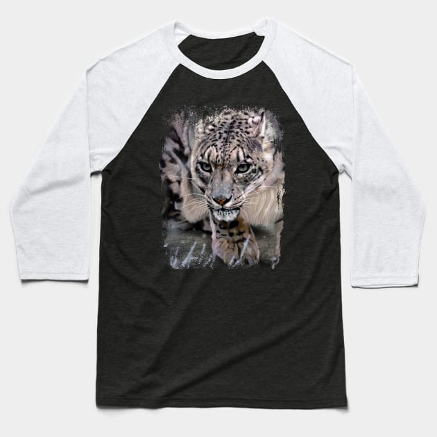 Snow Leopard Baseball T-Shirt by Jay Diloy